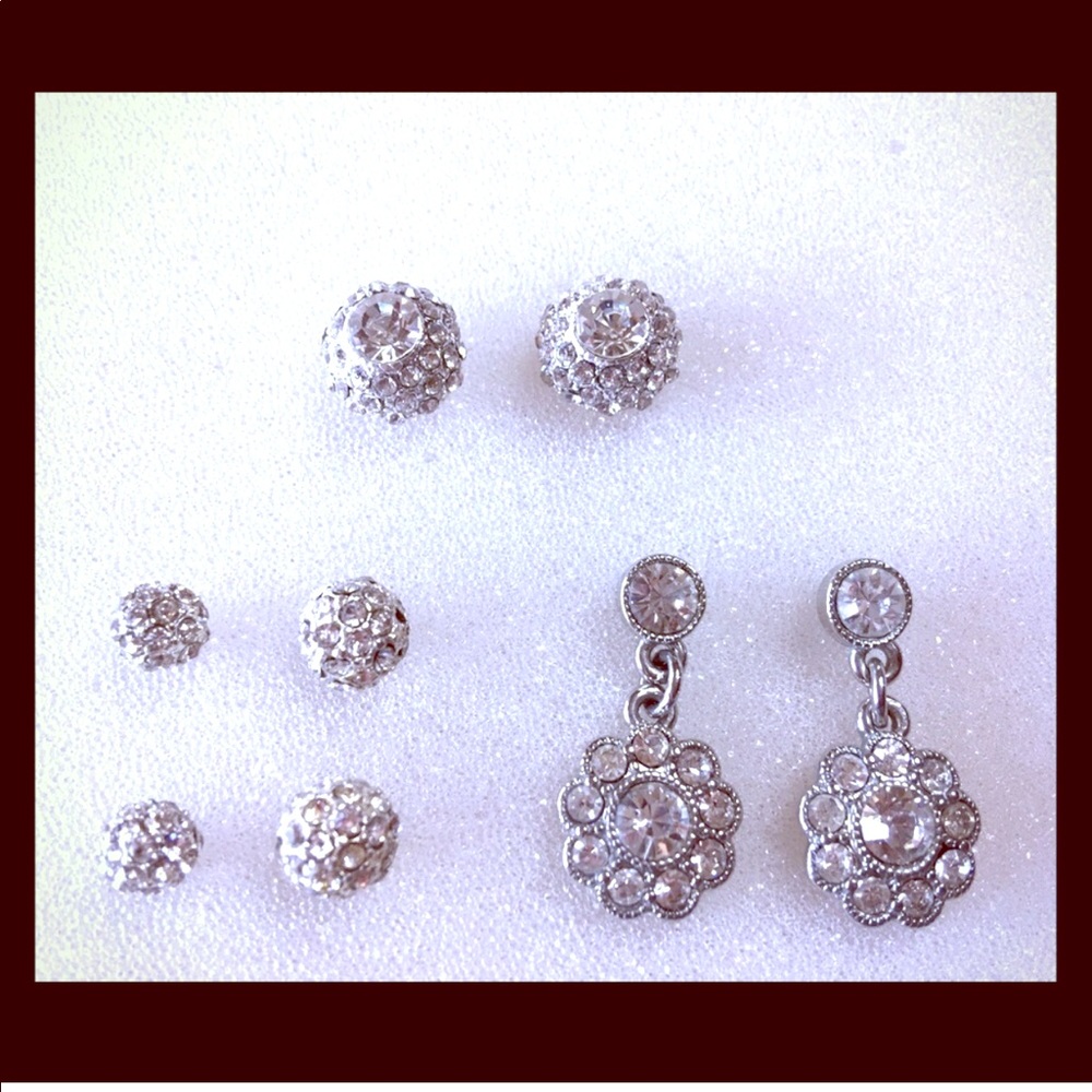 4 Pairs Bundle Earrings with Rhinestones